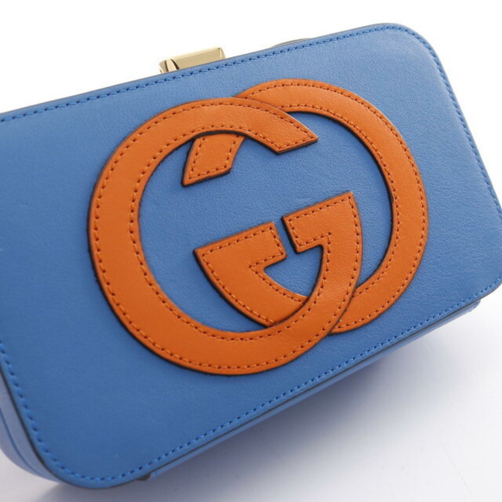 Gucci Orange Bag Blue GG Interlocking Leather Shoulder - Picture 6 of 7
